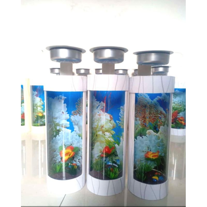AQUARIUM MINI IKAN CUPANG IKAN HIAS LAMPU LED