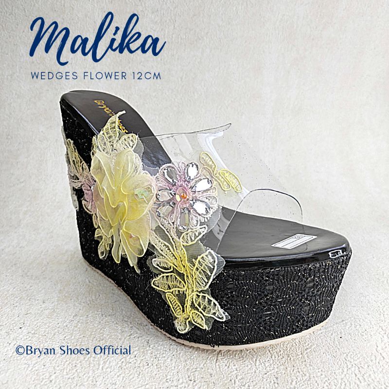 Bryan Adzkia Malika Sandal Wedges Mika Bunga Bordir Brukat Brokat 12cm Pesta Wedding Prewedding