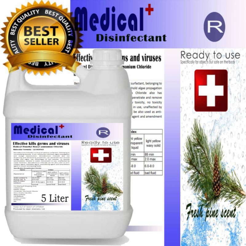 Disinfektan 5 Liter &amp; 1 Liter wangi BKC 80% Base siap pakai All varian net 5% cloride