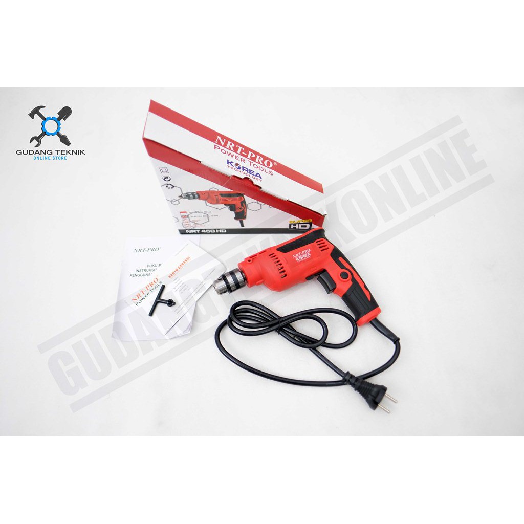 Mesin Bor NRT PRO 450 HD 10mm MERAH / Bor Listrik NRT 450HD 10 MM Bolak Balik