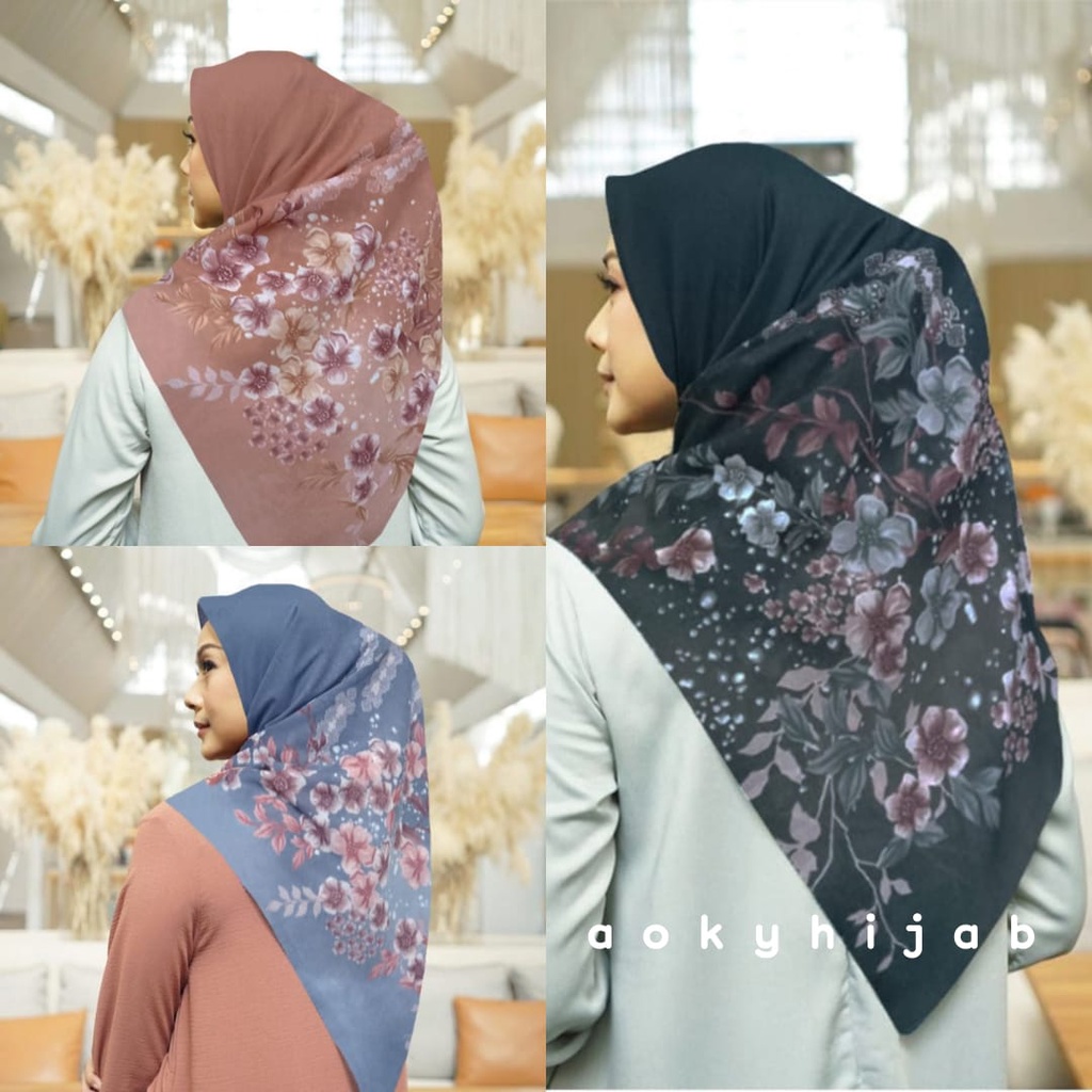 Terbaru !! Hijab Voal Segiempat Motif Nara series Kerudung Segiempat Motif Jilbab Instan