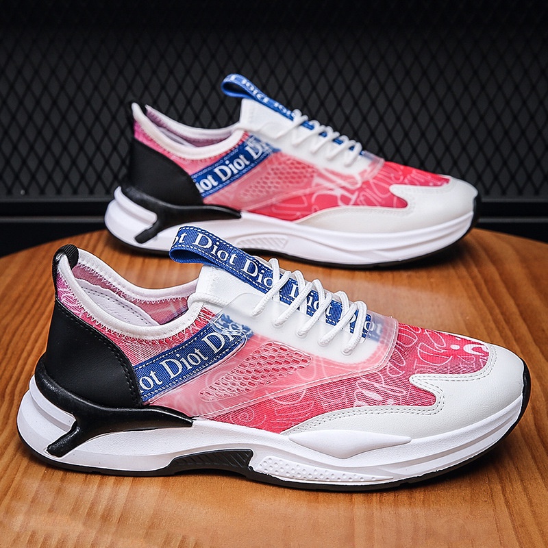 Sepatu sneakers pria Import gaya Korea motif D I O R gaya terkeren kualitas bagus