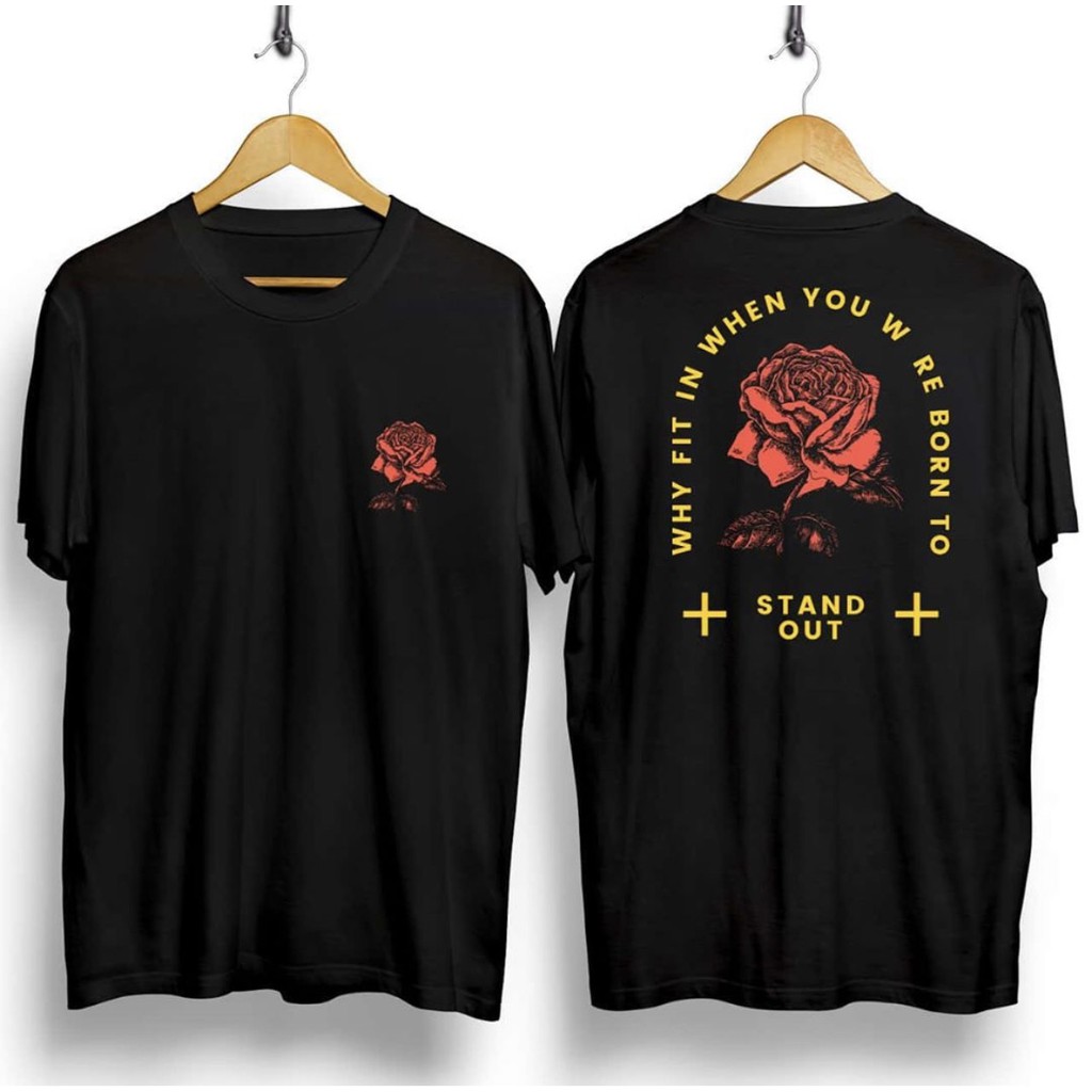  Kaos  Hitam Motif Rose 1 Distro  Slimfit Baju  Distro  Pria  