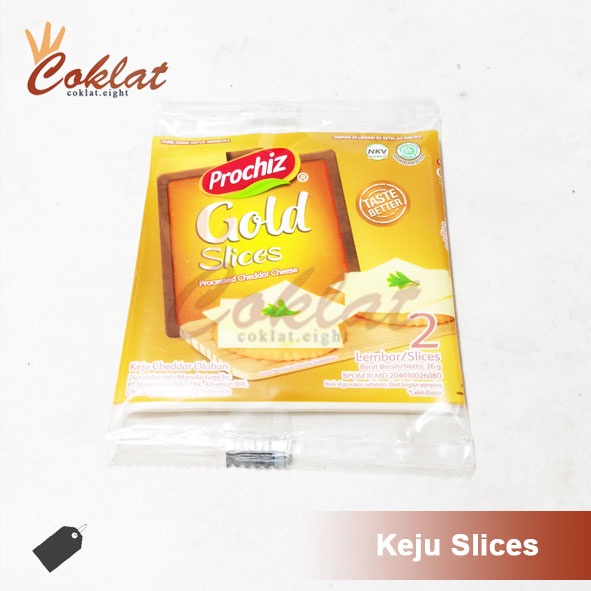 

Prochiz gold slice / keju slice isi 2 keping dalam 1 bungkus kemasan ekonomis 26 gram keju lembaran cheese 1 renceng