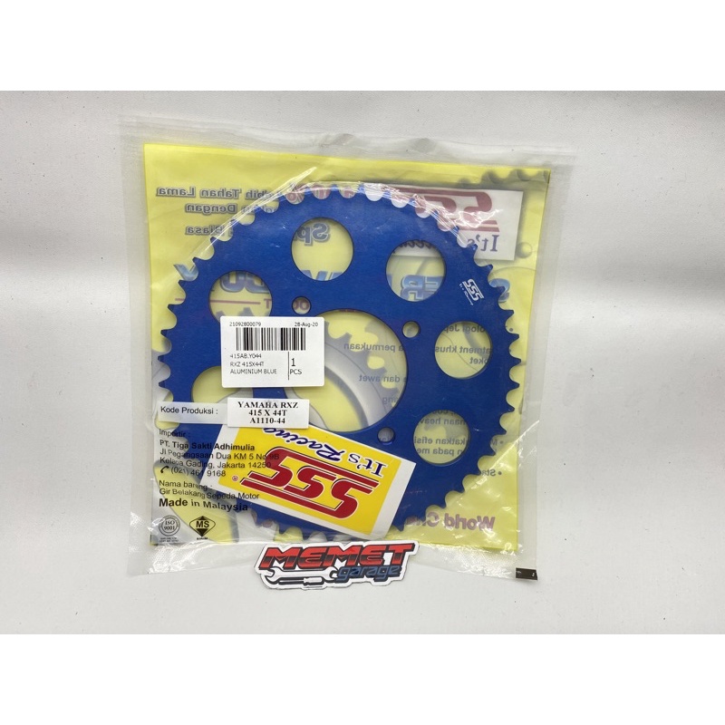 Gear Belakang SSS 415 Alloy Alumunium blue F1zr / Jupiter Z / jupiter mx / Rxz / Rx king / Force1 / 