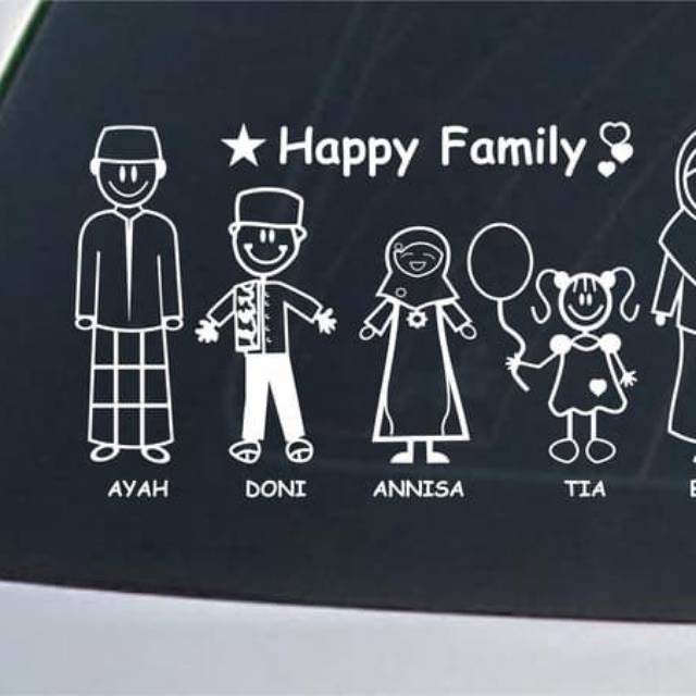 STIKER CUTTING  STICKER  KACA BELAKANG MOBIL HAPPY FAMILY  