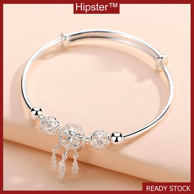 Korean-Style Simple Dreamcatcher Bracelet Female 999 Silver Cool Opening Adjustable