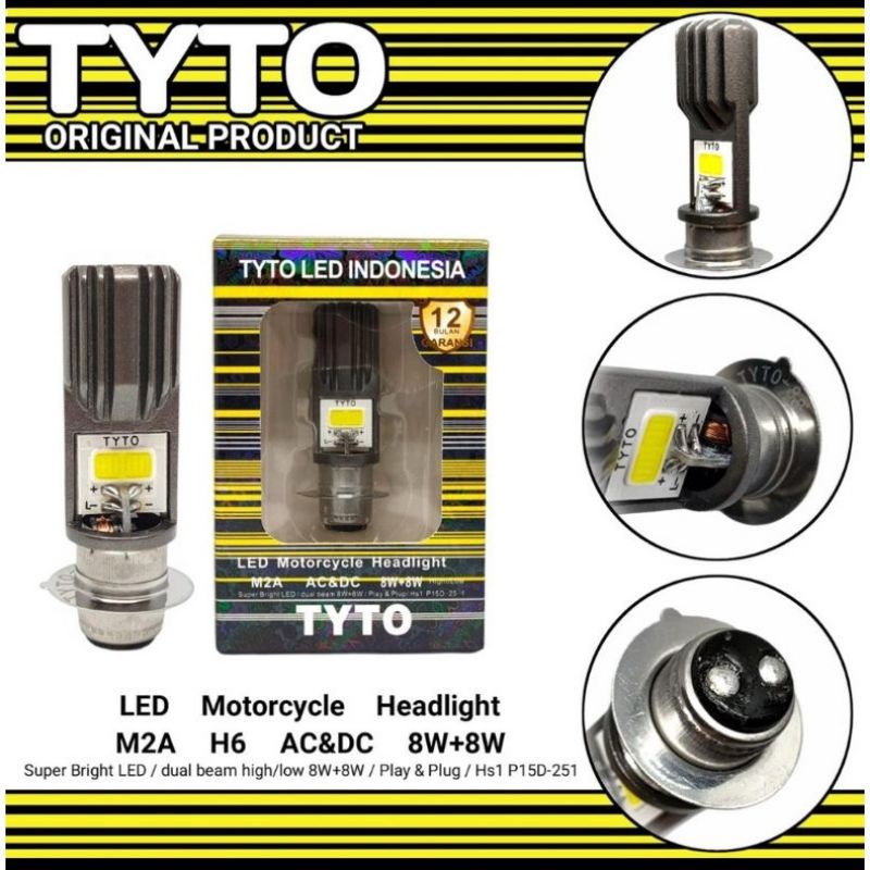 Lampu led depan tyto M2A headlamp H6 M2A 2 sisi bebek matic AC DC original TYTO