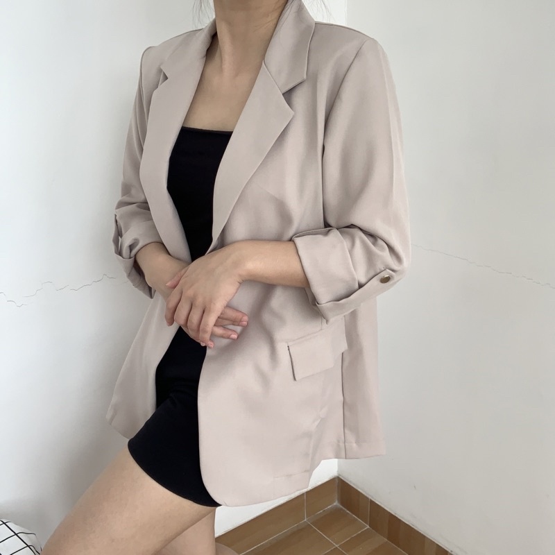 Kim oversized Blazer / Padded Blazer / Jas Kantor / Semiformal / Sidang / Jas Hitam Putih Cream❗️GARMENT FABRIC | mahella