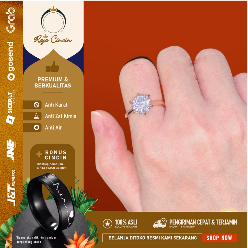 Cincin Titanium Wanita Anti Karat Permata Cewek Korea Elegan Mewah Kekinian 0006D0