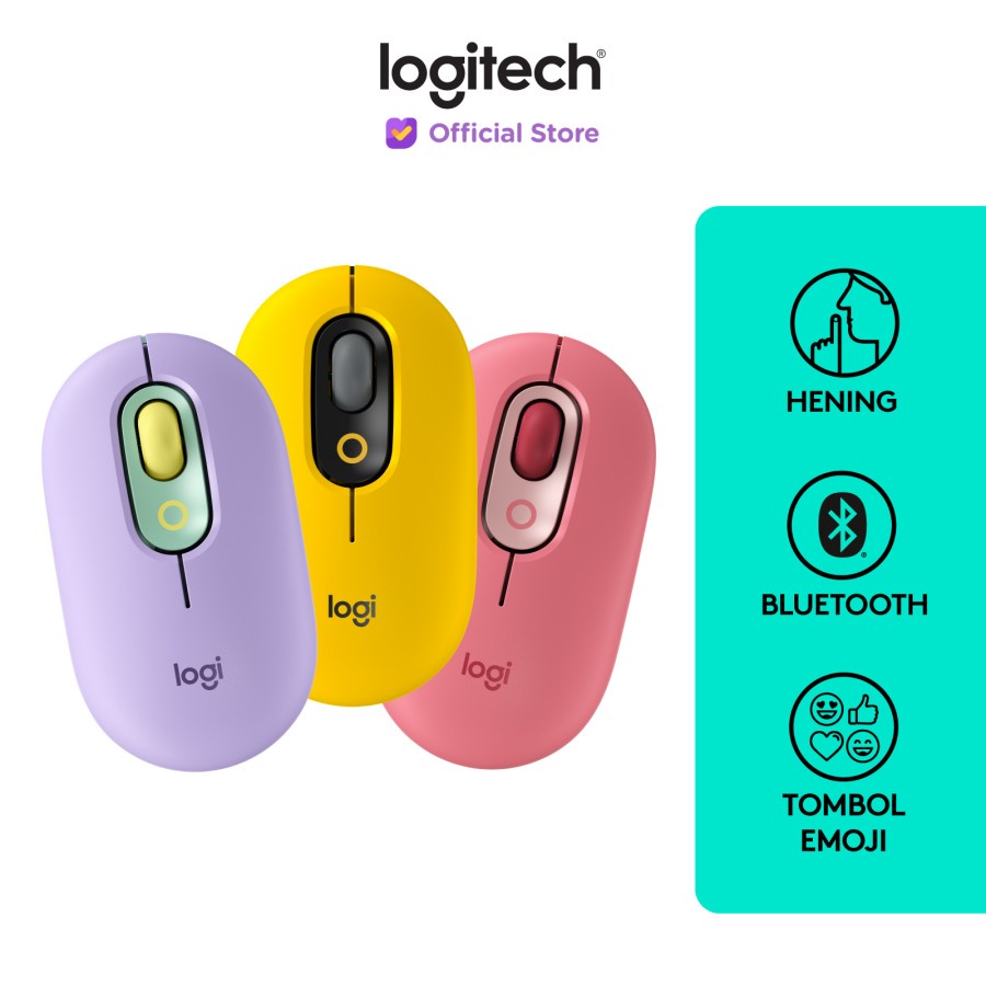 Logitech POP Mouse Wireless Bluetooth Silent With Emoji Keys