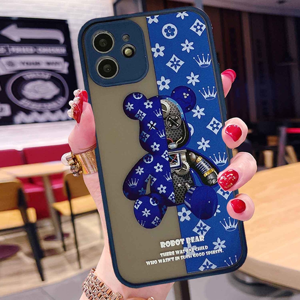 Dua Warna Silikon Beruang Casing Ponsel untuk iPhone 11 12 Pro Max XR XsMax 6 Plus 7 8 Plus SE 2020