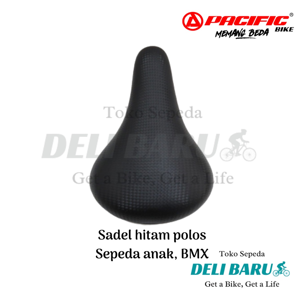 Pacific Sadel BMX hitam polos Jok motif karbon sepeda anak, BMX