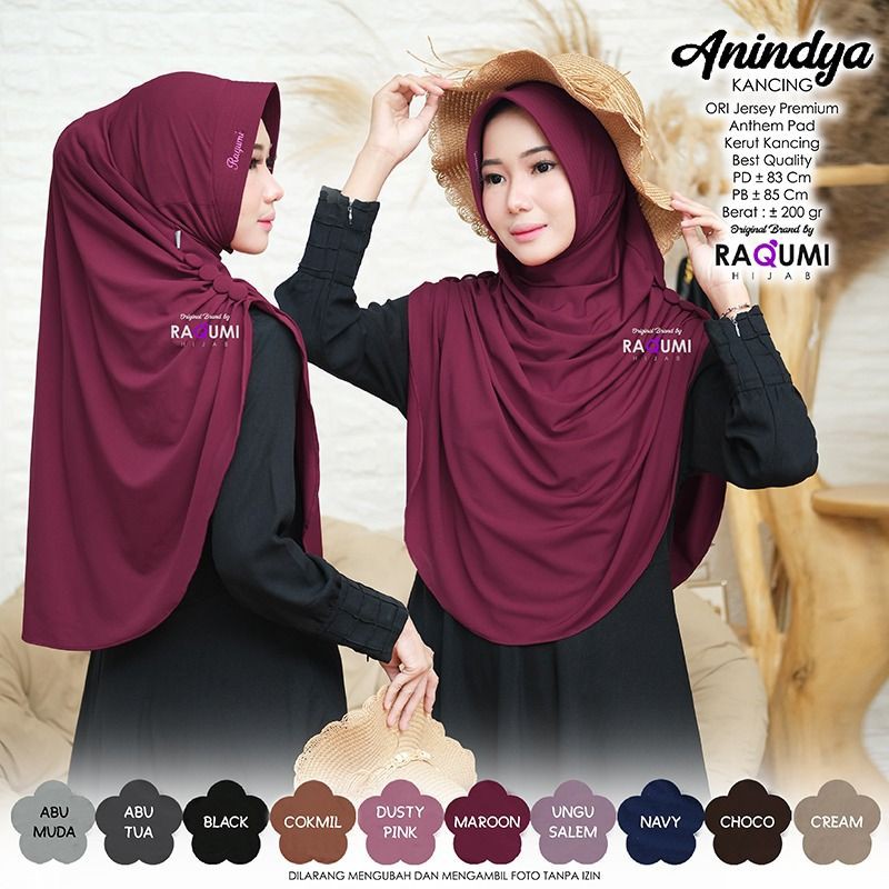 ANINDYA ORIGINAL RAQUMI | HIJAB RAQUMI | RAQUMI JAKARTA | RAQUMI KLATEN | SOLO | Khimar jersey
