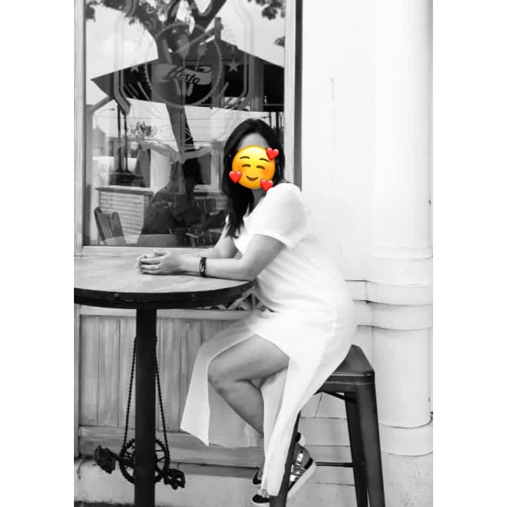 PRELOVED WHITE DRESS WITH SLIT MINI DRESS PUTIH BAJU PANTAI