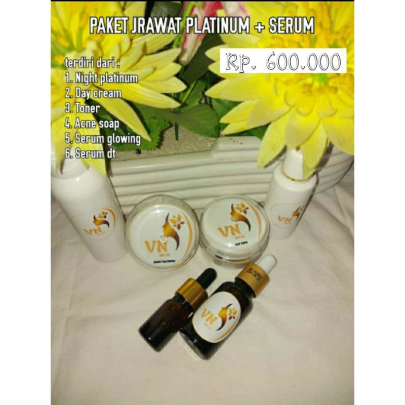 Cream pemutih dokter aman vn skincare paket acne platinum whitening glowing serum krim susah putih