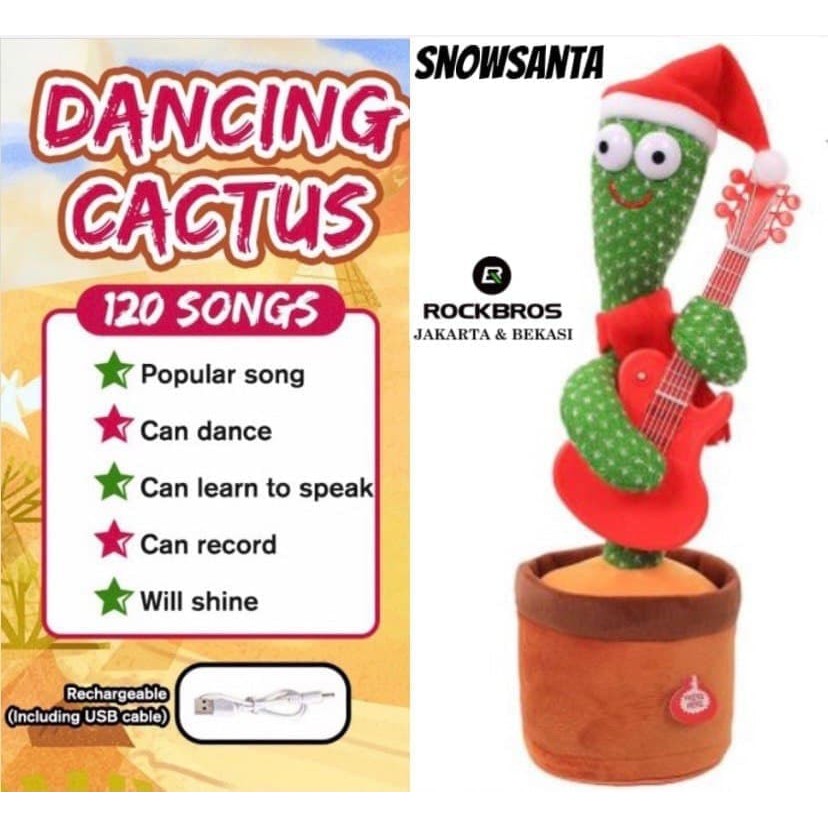 Mainan Boneka Kaktus Joget Cactus Dance Menari Dancing Bicara USB Charge Cas Tanaman Bergoyang Tari