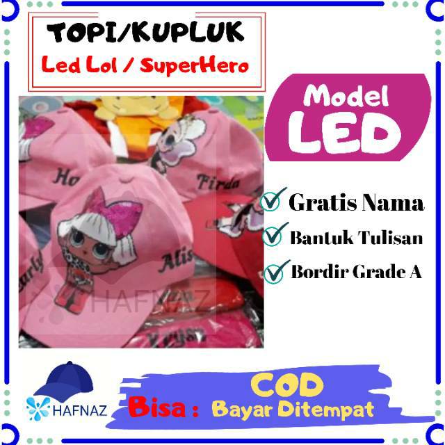 Topi Anak Led Nama LOL/Super Hero-2