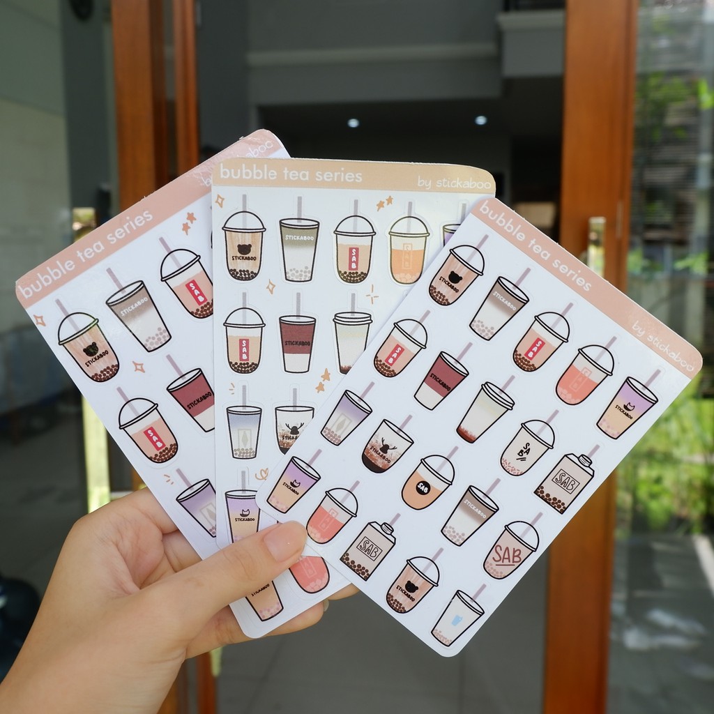 

Bubble Tea Sticker Sheet Series — stiker vinyl boba planner bullet journal notes scrapbook stickaboo