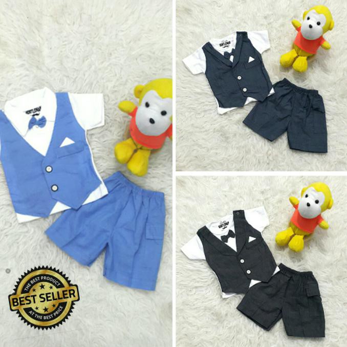 Diskon Baju Bayi Setelan Jas/Tuxedo Pesta/Kondangan Anak Laki-Laki Cowok - All Size, Hitam Terbaru