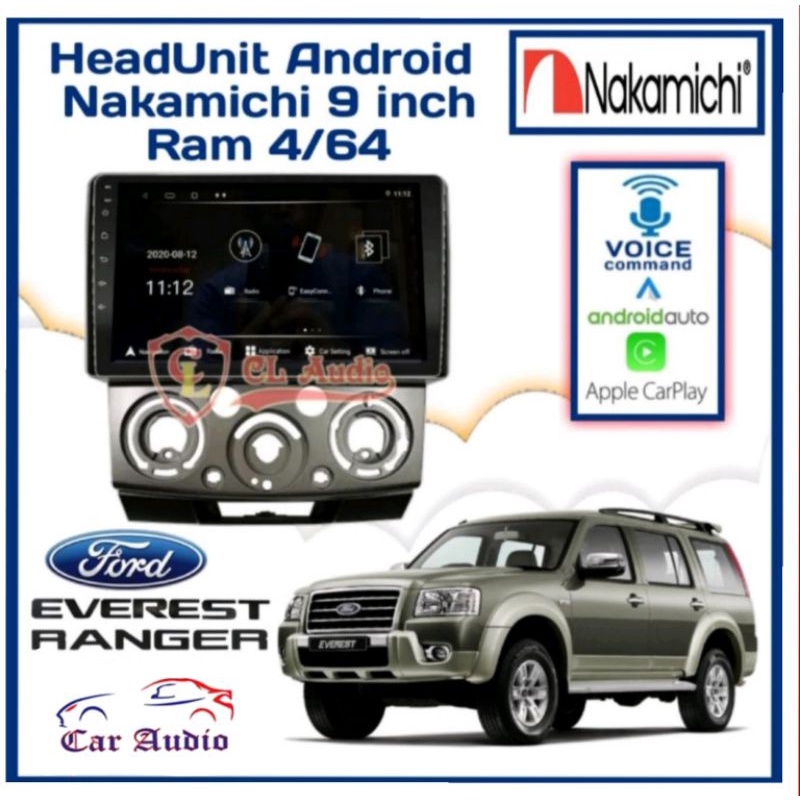 Head Unit NAKAMICHI ANDROID FORD RANGER FORD EVEREST RAM 4/64GB APPLE CARPLAY