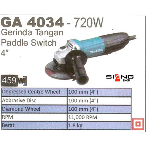 Makita GA 4034 / GA4034 Mesin Gerinda Tangan 4&quot;