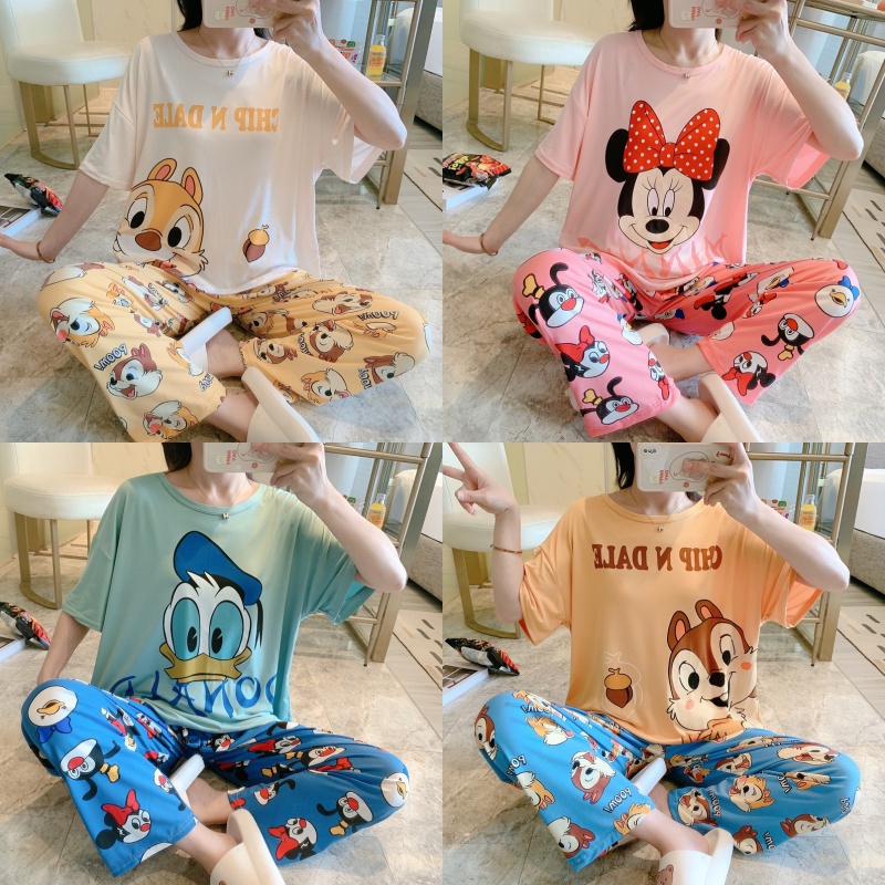 ❤ MIMI ❤ SETELAN BAJU TIDUR PIYAMA IMPORT WANITA KOREA LENGAN PENDEK CELANA PANJANG