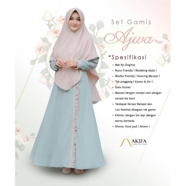 Set Gamis Ajwa by AKIFA, Gamis Brand Original (Size lengkap bisa JUMBO)