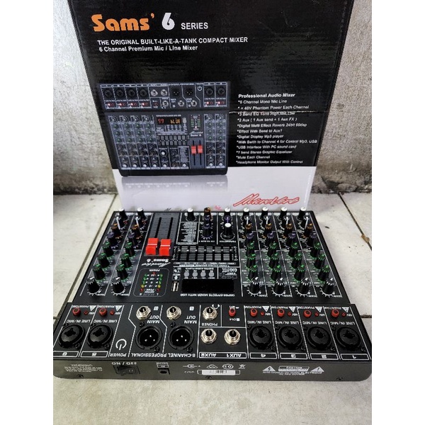 Mixer audio microverb sams6 6CH soundcard model samson 6 ashley sams 6 original