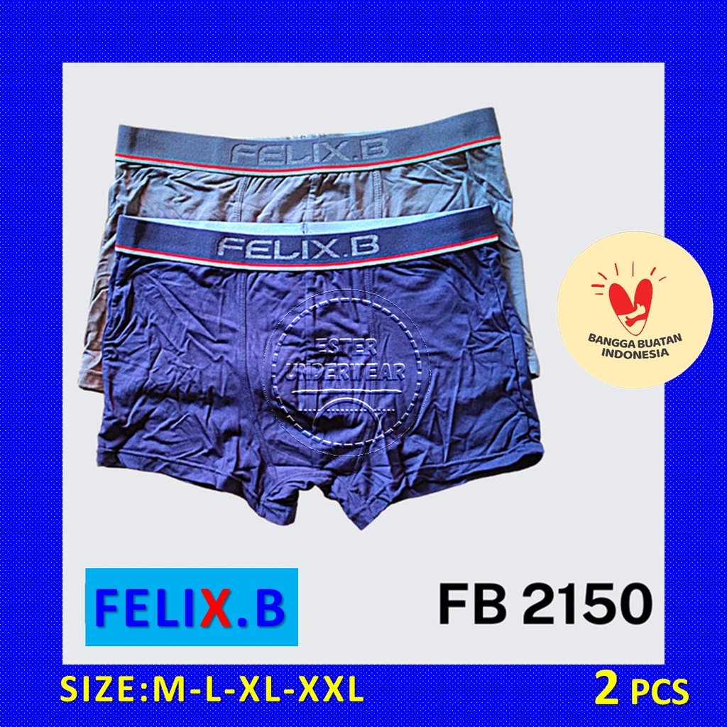 CELANA BOXER PRIA FELIX.B FB 2150 ISI 2 PCS | VISCOCSE SPANDEX