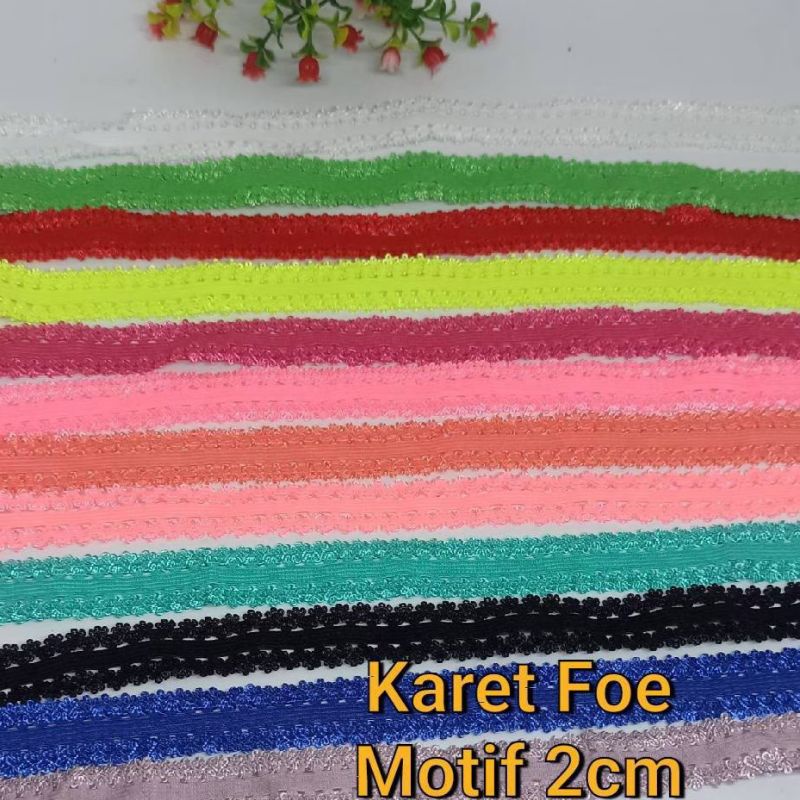 Karet Foe Motif 2cm Renda Foe Motif Per Meter