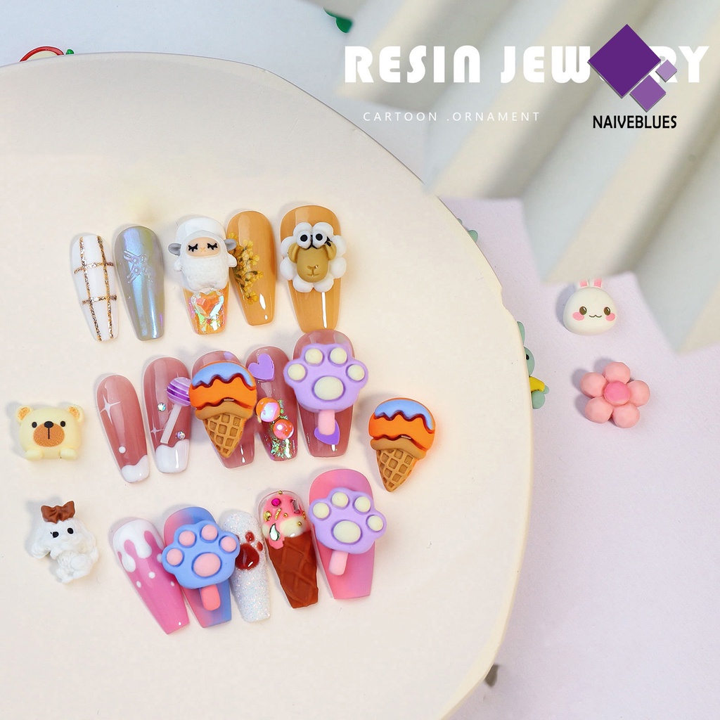 Naiveblue 20Pcs Charms Berlian Imitasi 3D Bahan Resin Tahan Air Untuk Dekorasi Nail Art