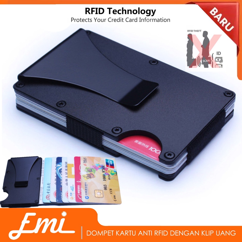 Dompet Kartu Anti RFID dengan Klip Uang Card Holder Kotak Kartu