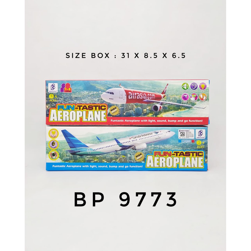 Mainan Pesawat Terbang Bump and Go Fungsi Lampu dan Suara  Garuda Indonesia Lion Air