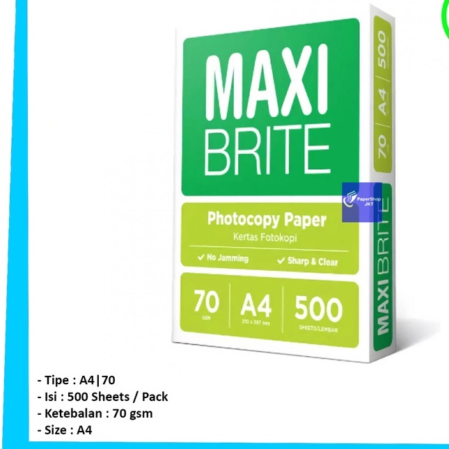

KERTAS FOTO COPY MAXI BRITE A4 70GR 500 LEMBAR
