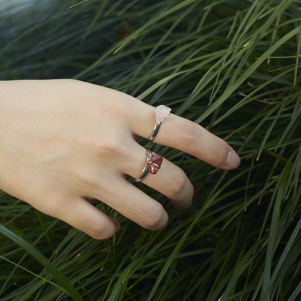 Cincin Kristal Batu Alam Amethyst Agate Warna Pink Untuk Pesta Pernikahan Wanita