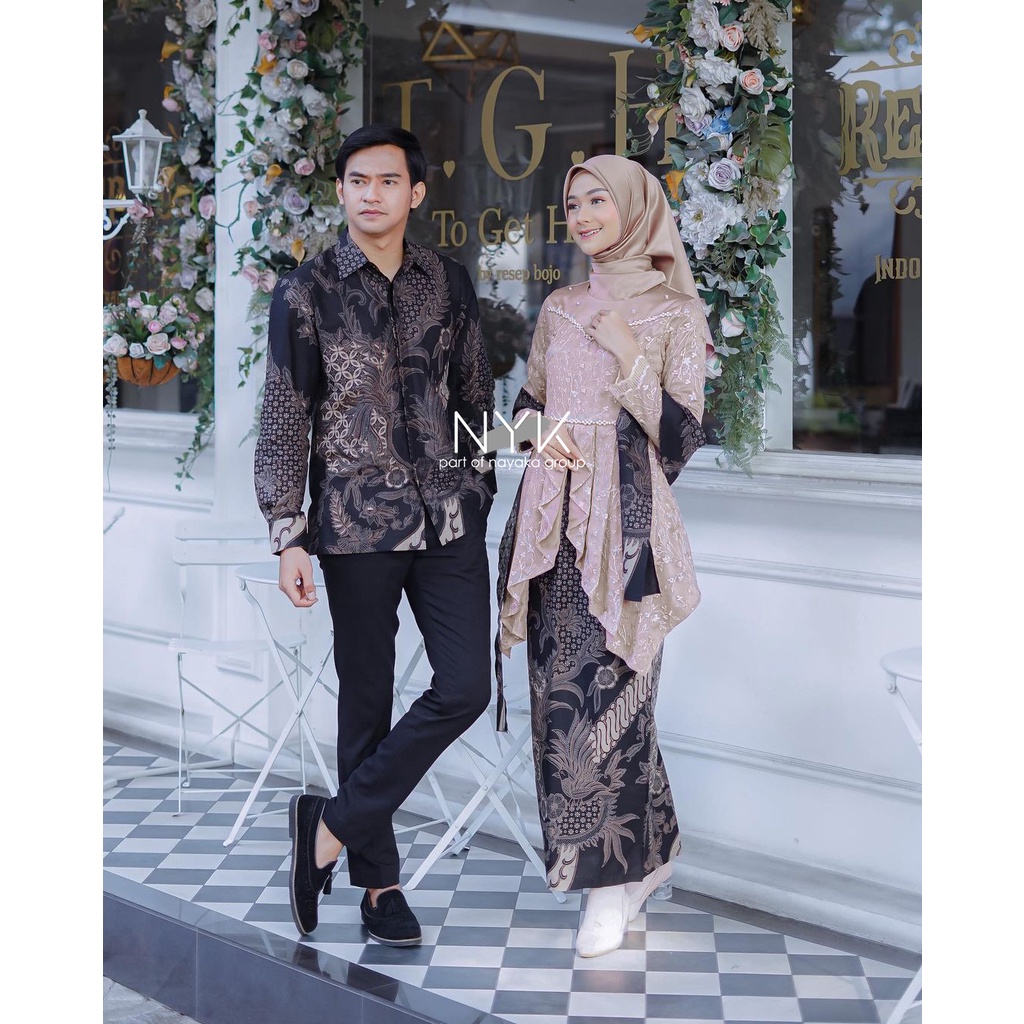 PAKAIAN COUPLE KEBAYA MODERN FARA - KEBAYA BROKAT TULLE  MUTIARA - BATIK COUPLE KEBAYA LAMARAN TUNANGAN - SERAGAM BRIDESMAID - KEBAYA WANITA REMAJA