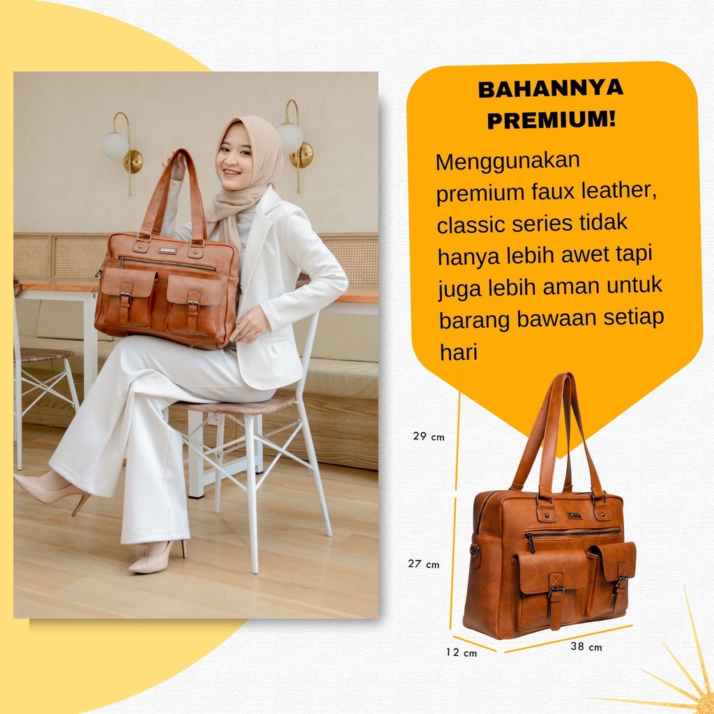 SEVILLE Bag by Manjua. Tas Kerja, Tas Kuliah, Muat Laptop 14 inch. Tas Laptop, Ukuran Besar.