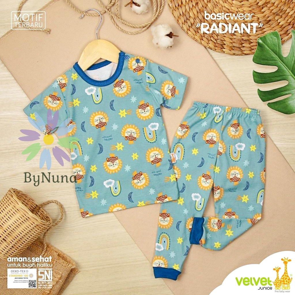 THE BEST SETELAN BAJU LENGAN PENDEK & CELANA PANJANG SERI "RADIANT" BASIC WEAR VELVET JUNIOR MODEL B
