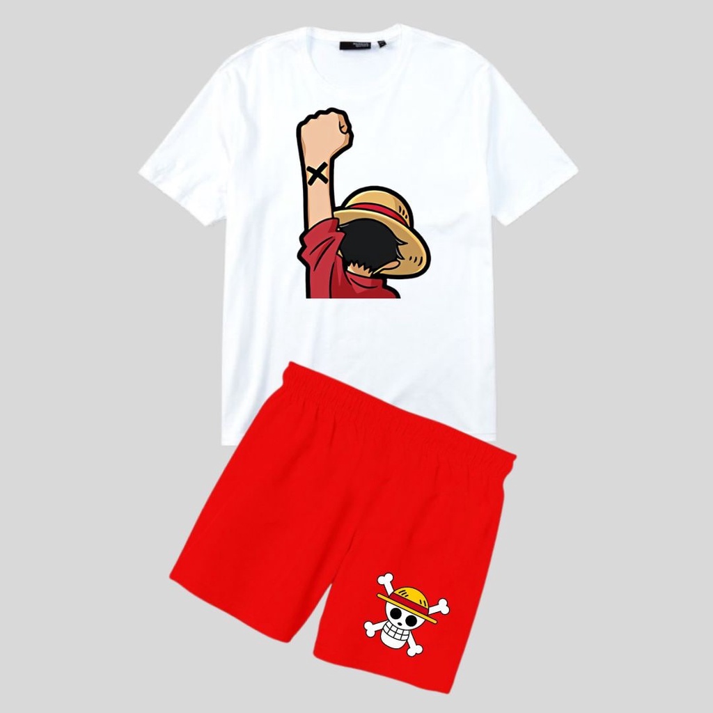 Clothing May - 1 Set Kaos One Piece Merah Putih Merdeka 1 Set One Set Oneset Satu Pasang Satu Setel Fashion Sepasang Kaos Koas Set Boxer Distro Kekinin T Shirt Tshirt T-Shirt Premium Murah Unisex Sablon Dtf Murah Celana Pria Pendek Tali Kolor Bokser