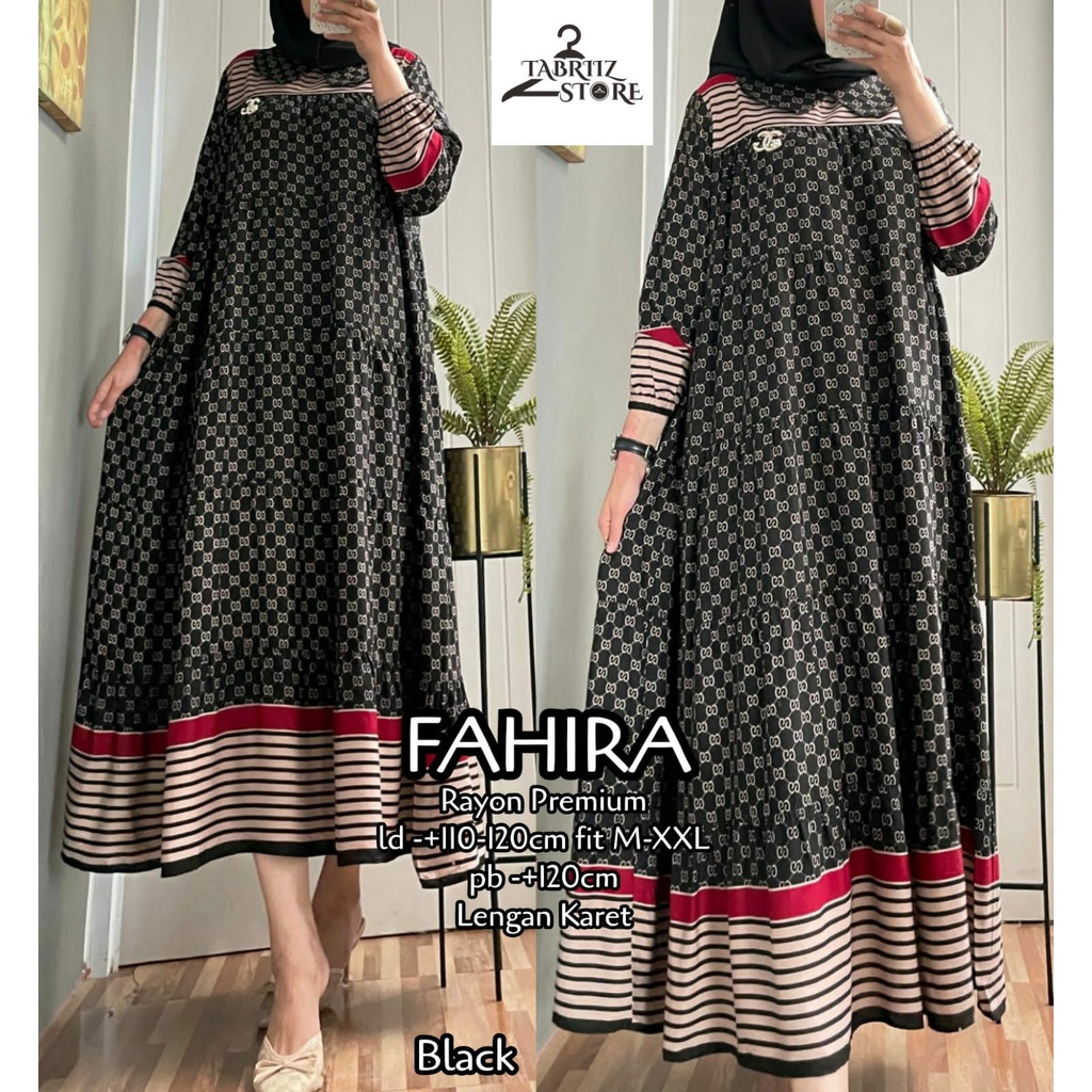 fahira dress dres midi pakaian baju bju gamis longdress syari rayon motif oversize jumbo ld 120 xxxx
