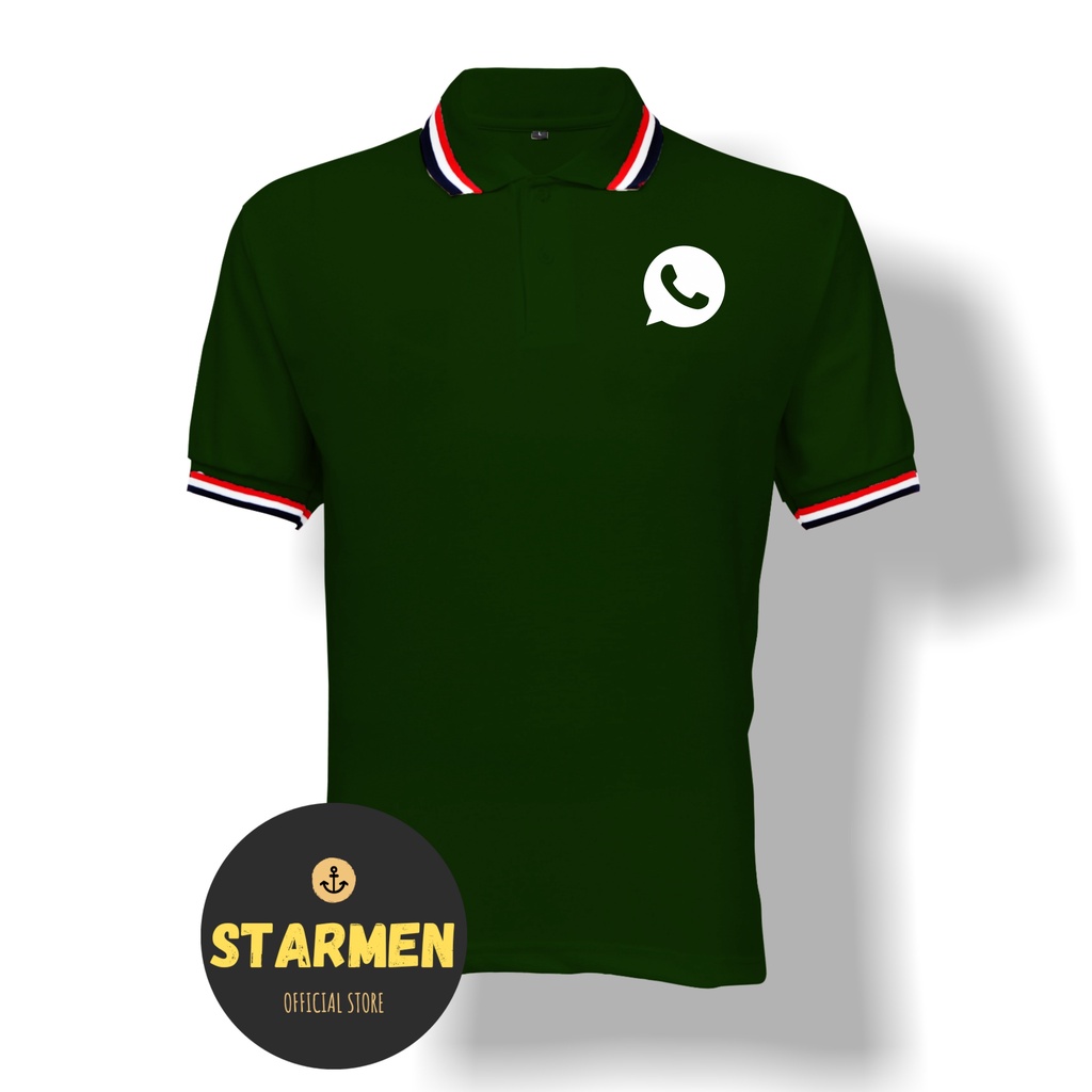 Kaos Polo Shirt Pria Kerah Logo WHATSAPP