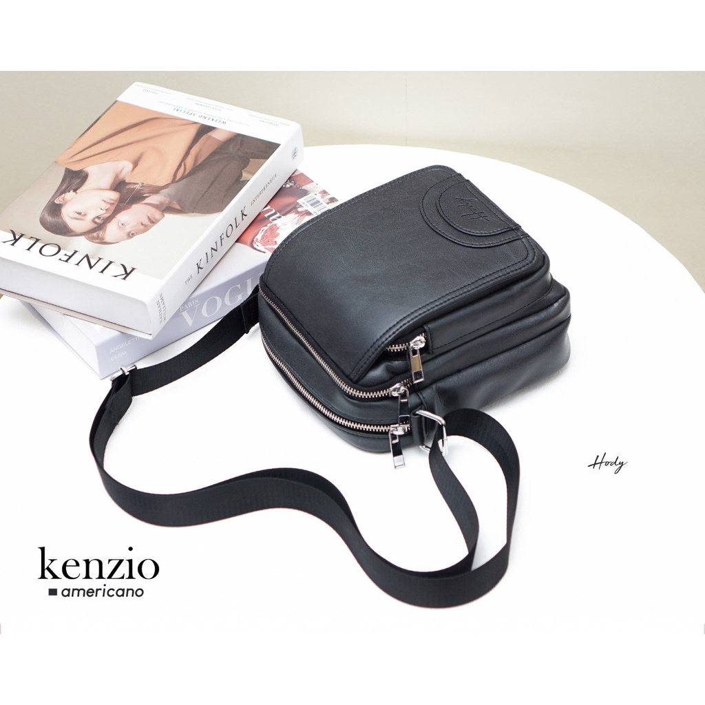 Tas Selempang Kenzio Hody Pria Bahan Kulit Sintetis Elegan Premium Cowok