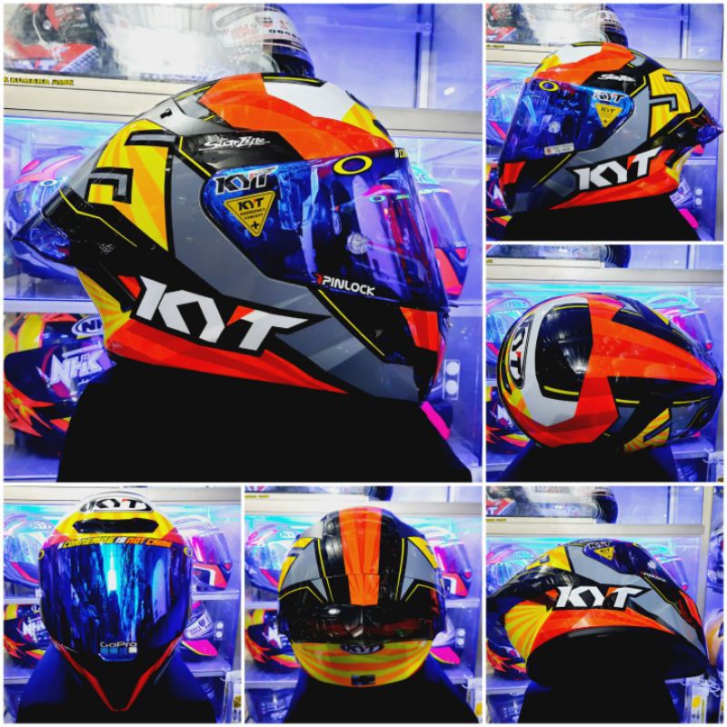 KYT HELM TT COURSE JAUME MASIA 2019 PAKET GANTENG + VISOR IRIDIUM + SPOILER