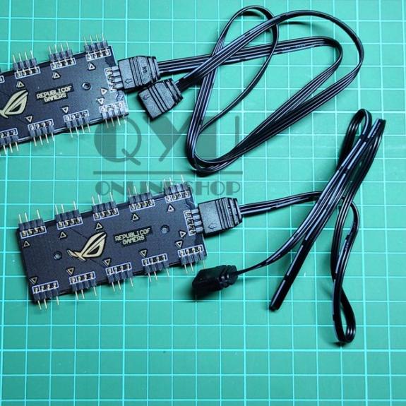 Fan Hub Splitter RGB 3pin / 4pin up to x10 Led Strip Kipas Casing PC - 12V-4PIN