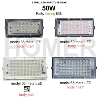 lampu LED sorot tembak slim SMD 50w 50 watt floodlight DOB 50 watt putih kuning warm white RGB