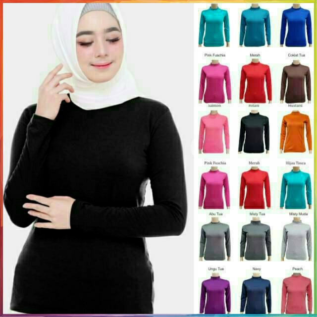 Manset baju badan /dalaman baju lengan panjang high neck All size fit to L