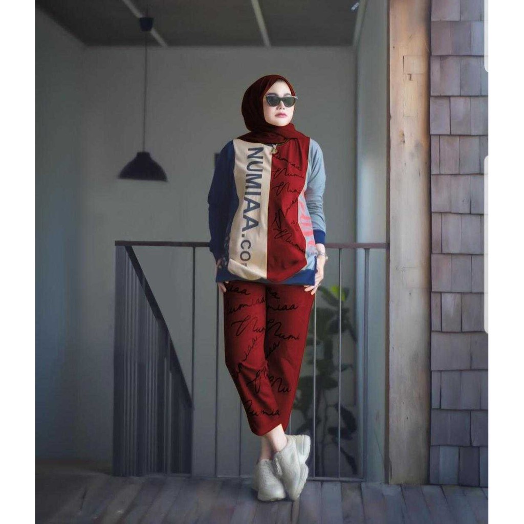 READY BAJU SENAM SETELAN AEROBIC ZUMBA LAPANGAN CYCLING HIJAB MUSLIMAH PANJANG TRAINING PUTIH HITAM