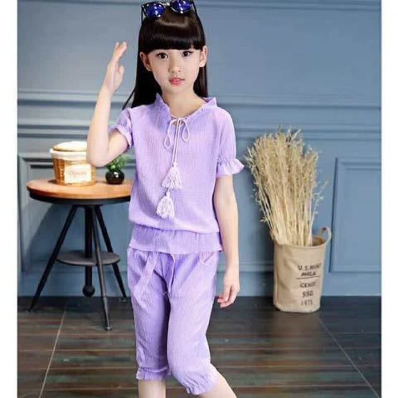 Promo !! Setelan anak perempuan import / Setelan kerut tassel monica Ukuran 2-5 Tahun / Setelan anak trendy