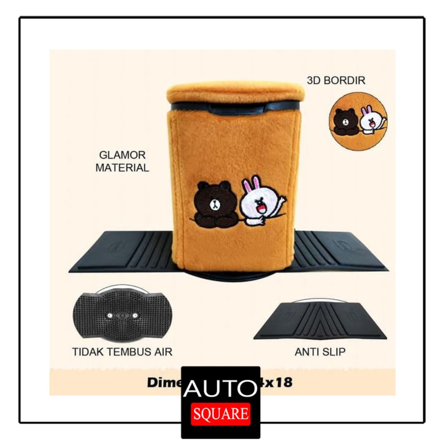 (PROMO) Tempat Sampah Mobil Brown Cony . Aksesoris Mobil LINE Brown Cony